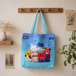 BT21 Inspired K-Pop Cartoon Canvas Tote Bag