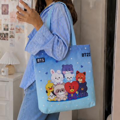 BT21 Inspired BTS Canvas Tote Bag