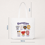 Bangtan Fluffy K-Pop Inspired Large Canvas Tote Bag